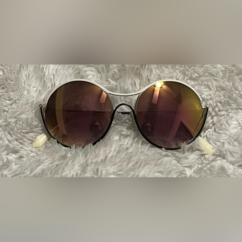 Balmain BL2520B CO4 White, Gold Round Metal Brown Gradient Sunglasses (#905)